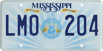 MS license plate LMO204