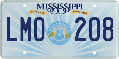 MS license plate LMO208