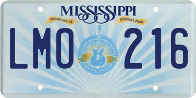 MS license plate LMO216