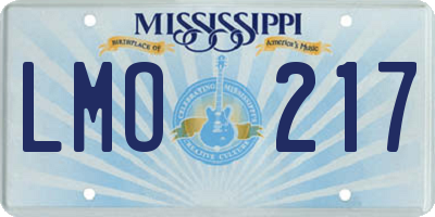 MS license plate LMO217