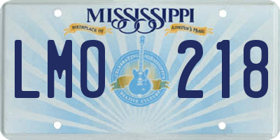 MS license plate LMO218