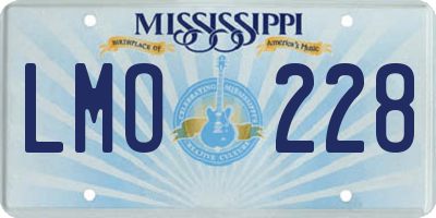 MS license plate LMO228