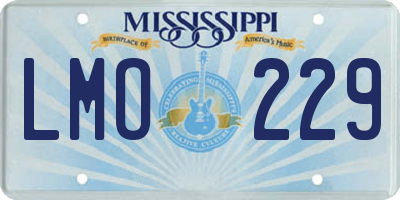 MS license plate LMO229