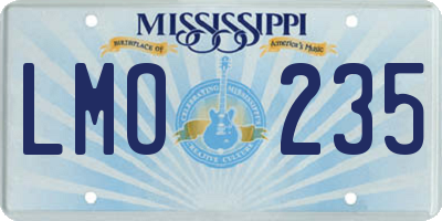 MS license plate LMO235