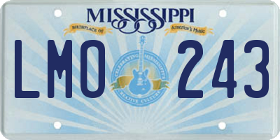 MS license plate LMO243