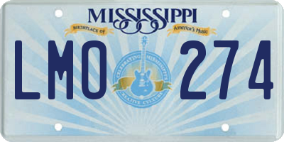 MS license plate LMO274