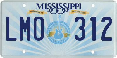 MS license plate LMO312