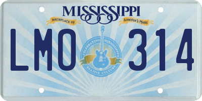 MS license plate LMO314