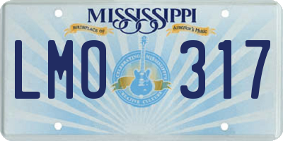 MS license plate LMO317