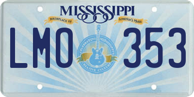 MS license plate LMO353