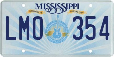 MS license plate LMO354