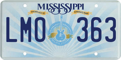 MS license plate LMO363