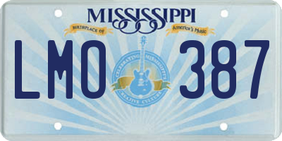 MS license plate LMO387