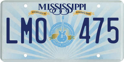 MS license plate LMO475