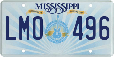 MS license plate LMO496