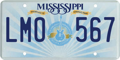 MS license plate LMO567