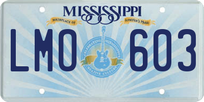 MS license plate LMO603