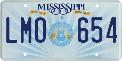 MS license plate LMO654