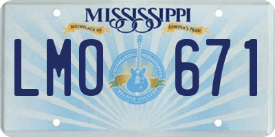 MS license plate LMO671