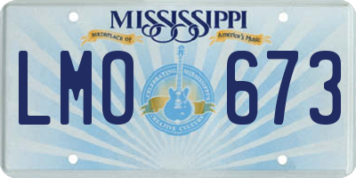 MS license plate LMO673