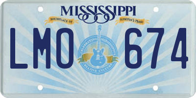 MS license plate LMO674