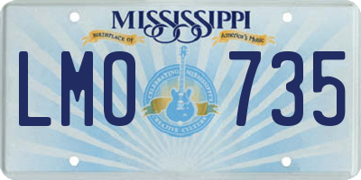 MS license plate LMO735