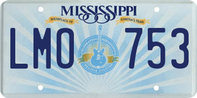 MS license plate LMO753