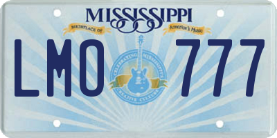 MS license plate LMO777