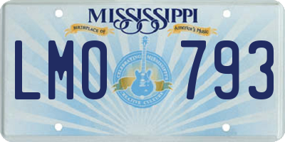 MS license plate LMO793