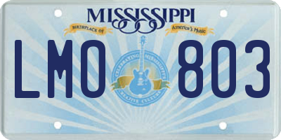 MS license plate LMO803