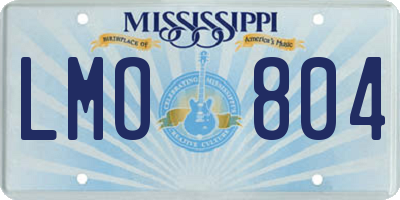 MS license plate LMO804