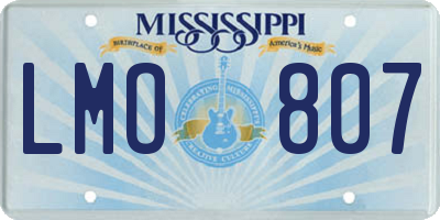 MS license plate LMO807