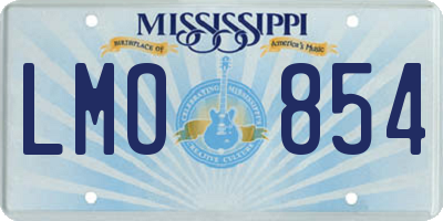 MS license plate LMO854