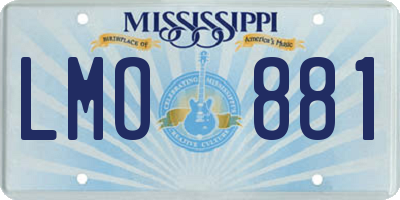 MS license plate LMO881