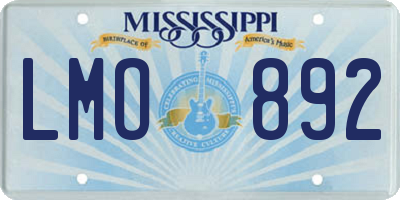 MS license plate LMO892