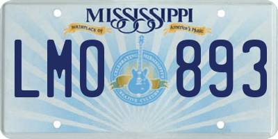 MS license plate LMO893