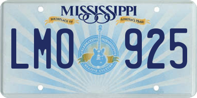 MS license plate LMO925