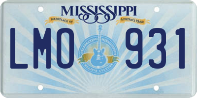 MS license plate LMO931