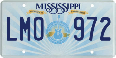 MS license plate LMO972