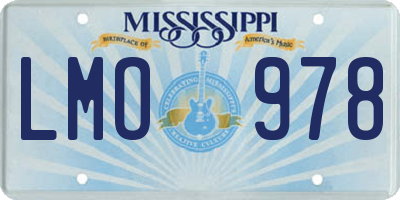 MS license plate LMO978