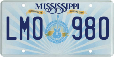 MS license plate LMO980