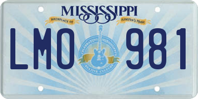 MS license plate LMO981