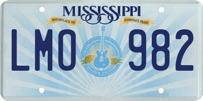 MS license plate LMO982