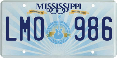 MS license plate LMO986