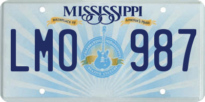 MS license plate LMO987