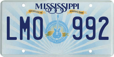 MS license plate LMO992