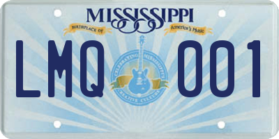 MS license plate LMQ001