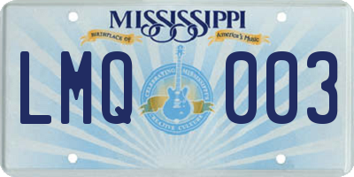 MS license plate LMQ003