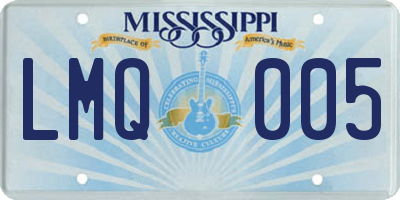 MS license plate LMQ005