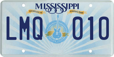 MS license plate LMQ010